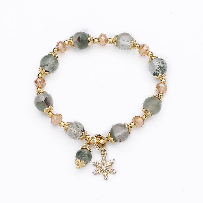 Natural Chorite Crystal Bracelet - Stylish Female Snowflake Pendant - Buy Center