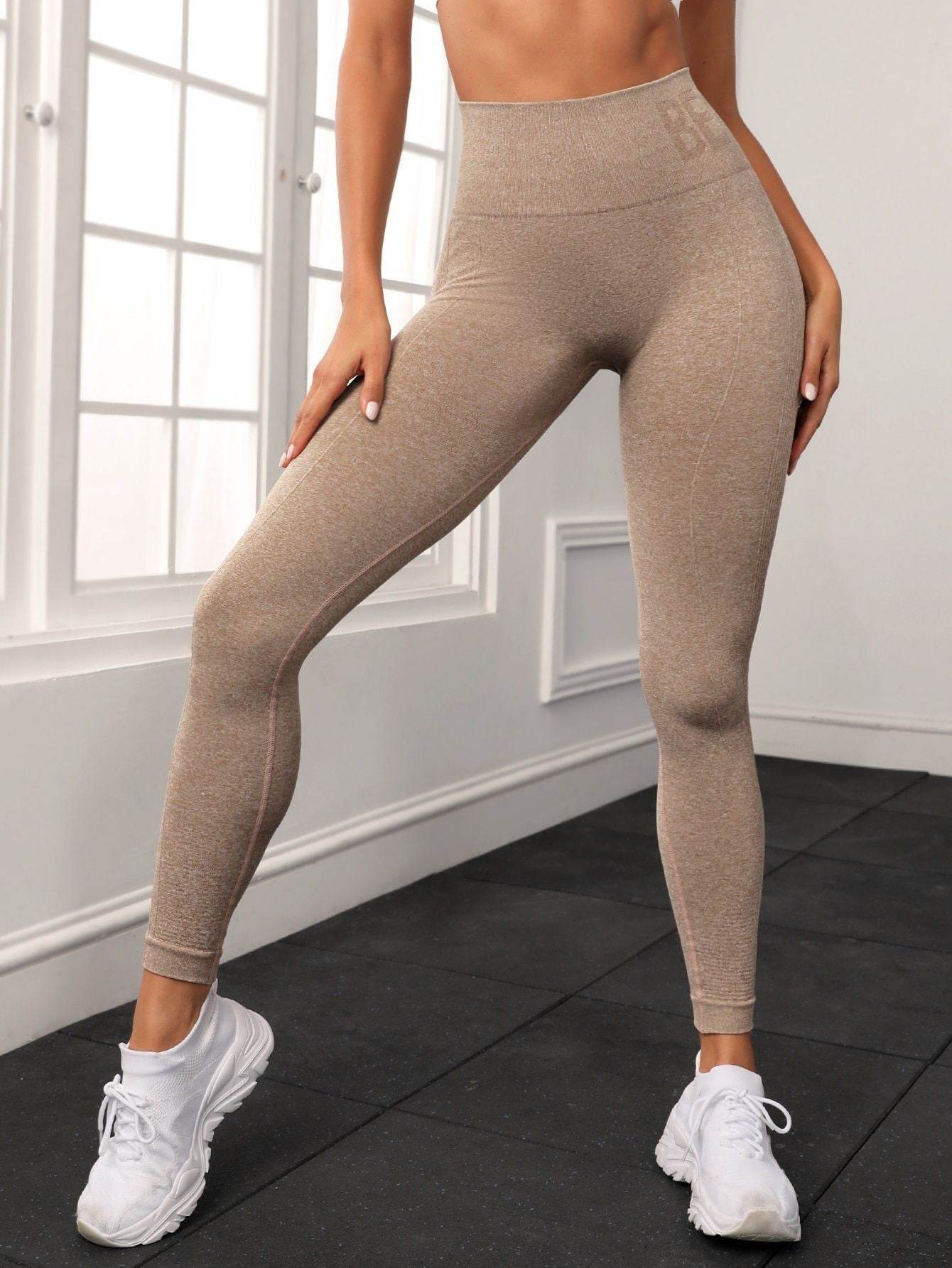 High Waist Peach Yoga Pants for Women - Stylish Seamless Workout Gear - Buy Center