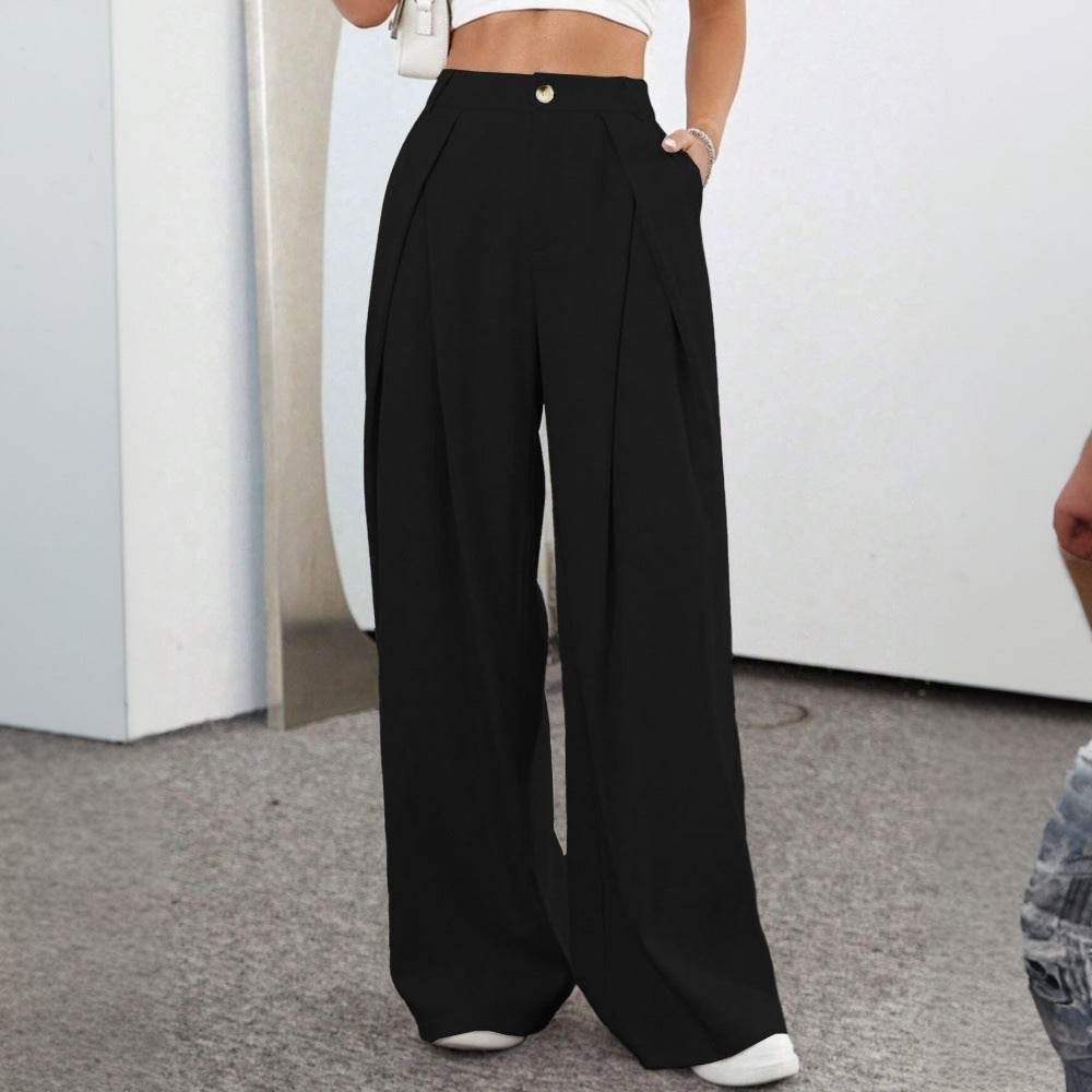 Commute Style High Waist Wide Leg Pants - Chic Gray, Comfortable Fit - Buy Center