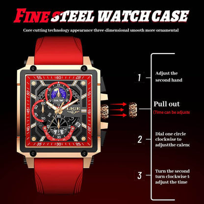 Buy Center Waterproof Quartz Square Watch - Stylish Silicone Band Options - Buy Center