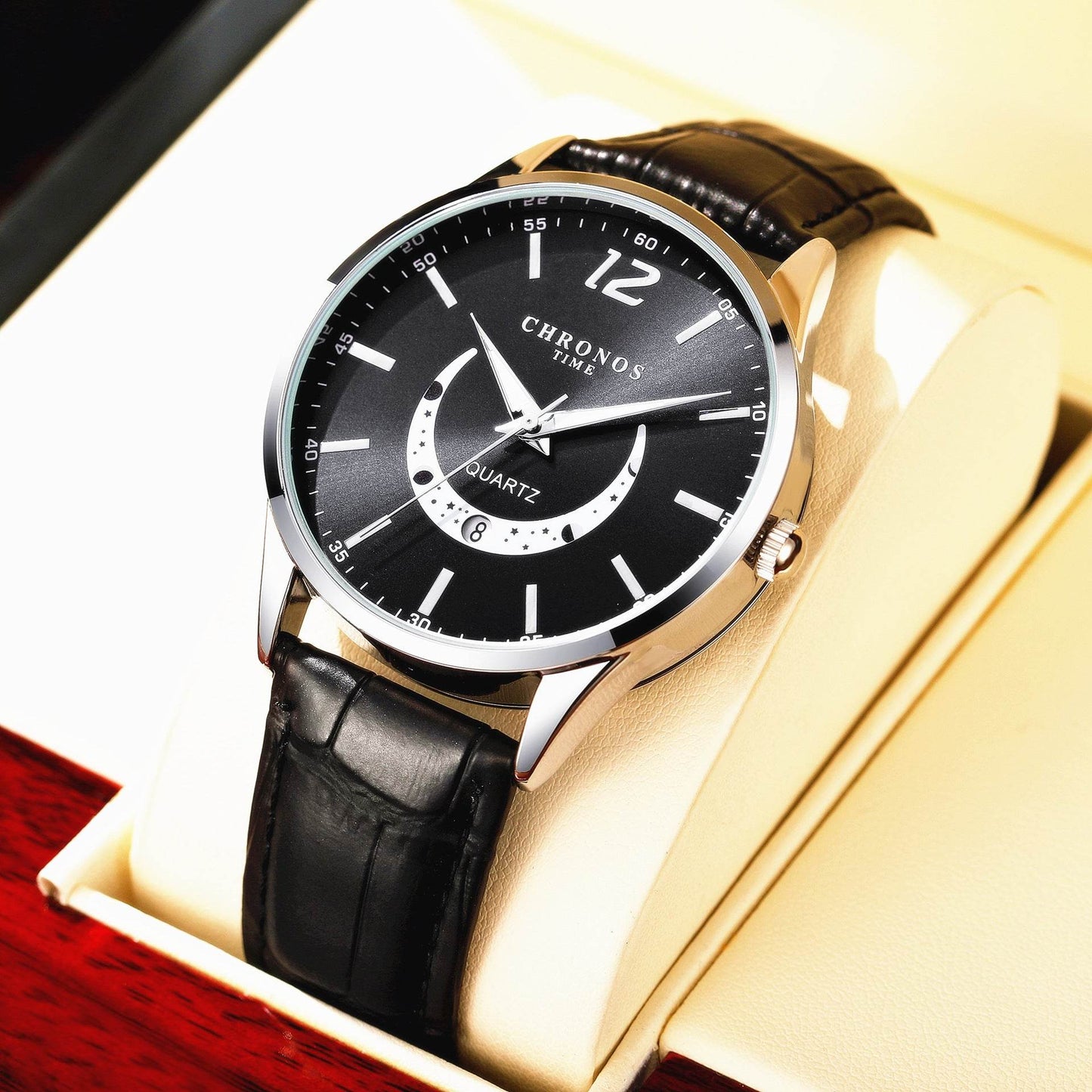 Men's Fashion Quartz Watch - Genuine Leather Strap, Stylish & Durable - Buy Center