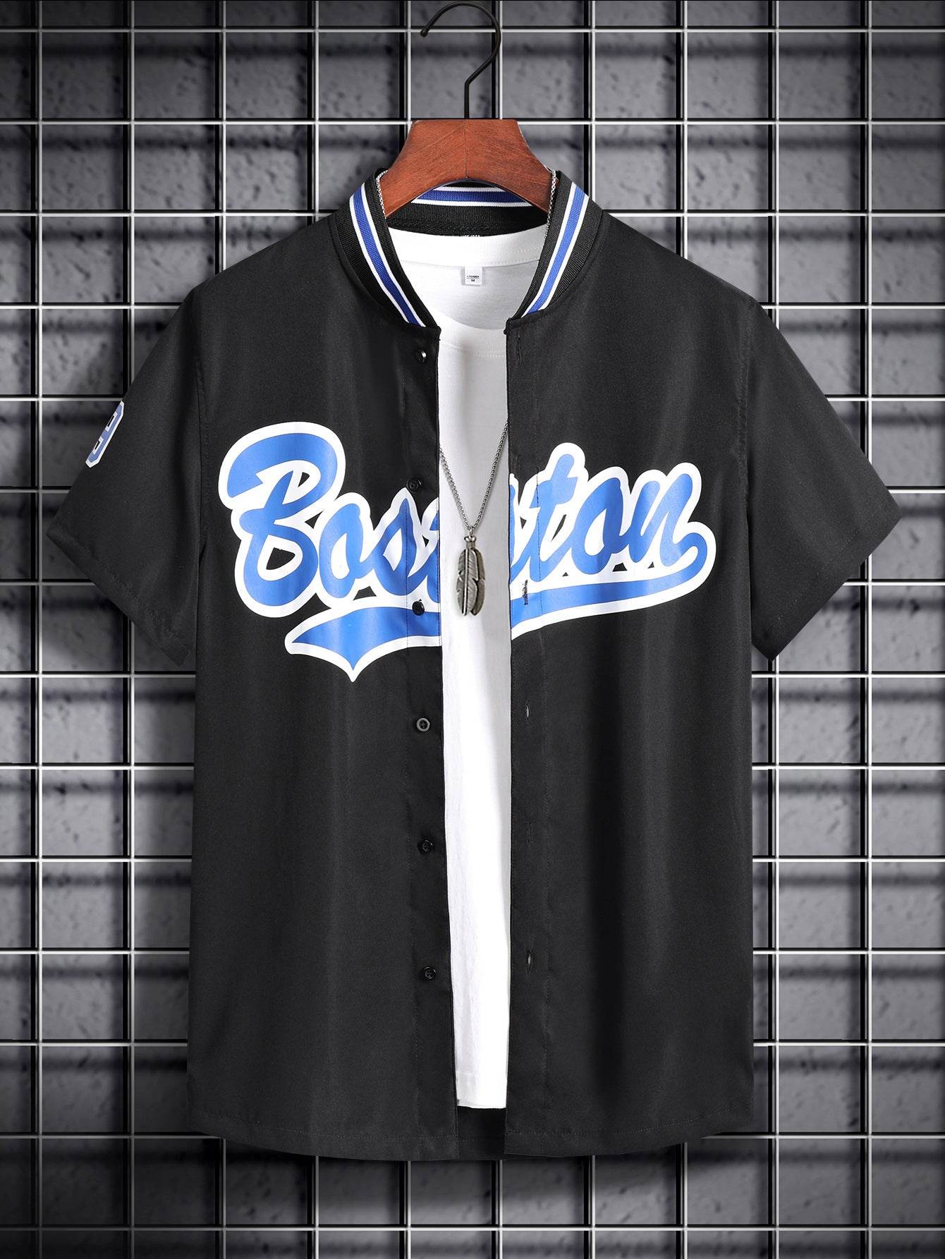 Loose Printed Letters Casual Shirt - Breathable Korean Style in 6 Colors - Buy Center