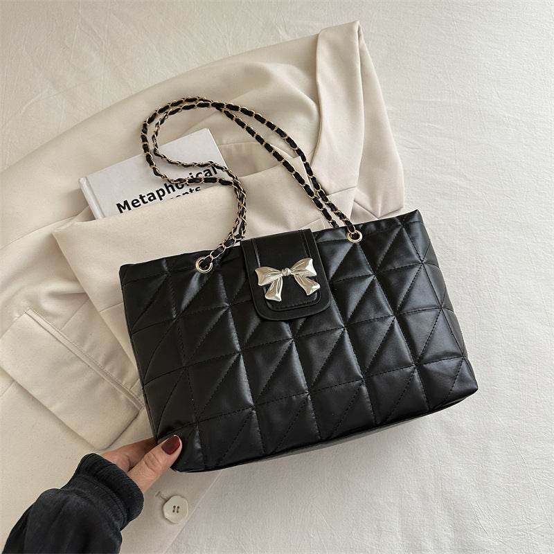 Large Capacity Soft Rhombus Chain Tote Bag - Stylish & Functional 2025 - Buy Center