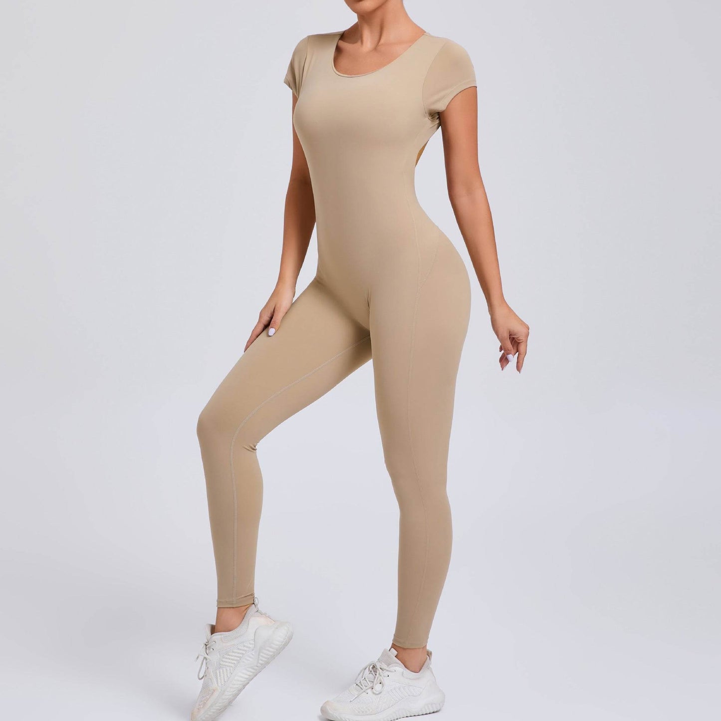 Buycenter Pure Color Tight Yoga Jumpsuit - Moisture Absorbent & Flexible Fit - Buy Center