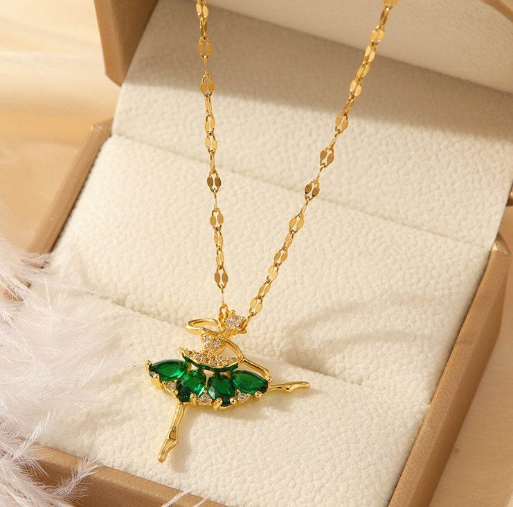 Buy Center Light Luxury Dance Girl Necklace - Simple Gold Titanium Steel - Buy Center