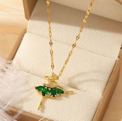 Buy Center Light Luxury Dance Girl Necklace - Simple Gold Titanium Steel - Buy Center
