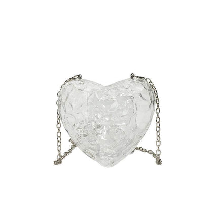 Buycenter Heart-Shaped Acrylic Messenger Bag - Shiny & Trendy Crossbody - Buy Center