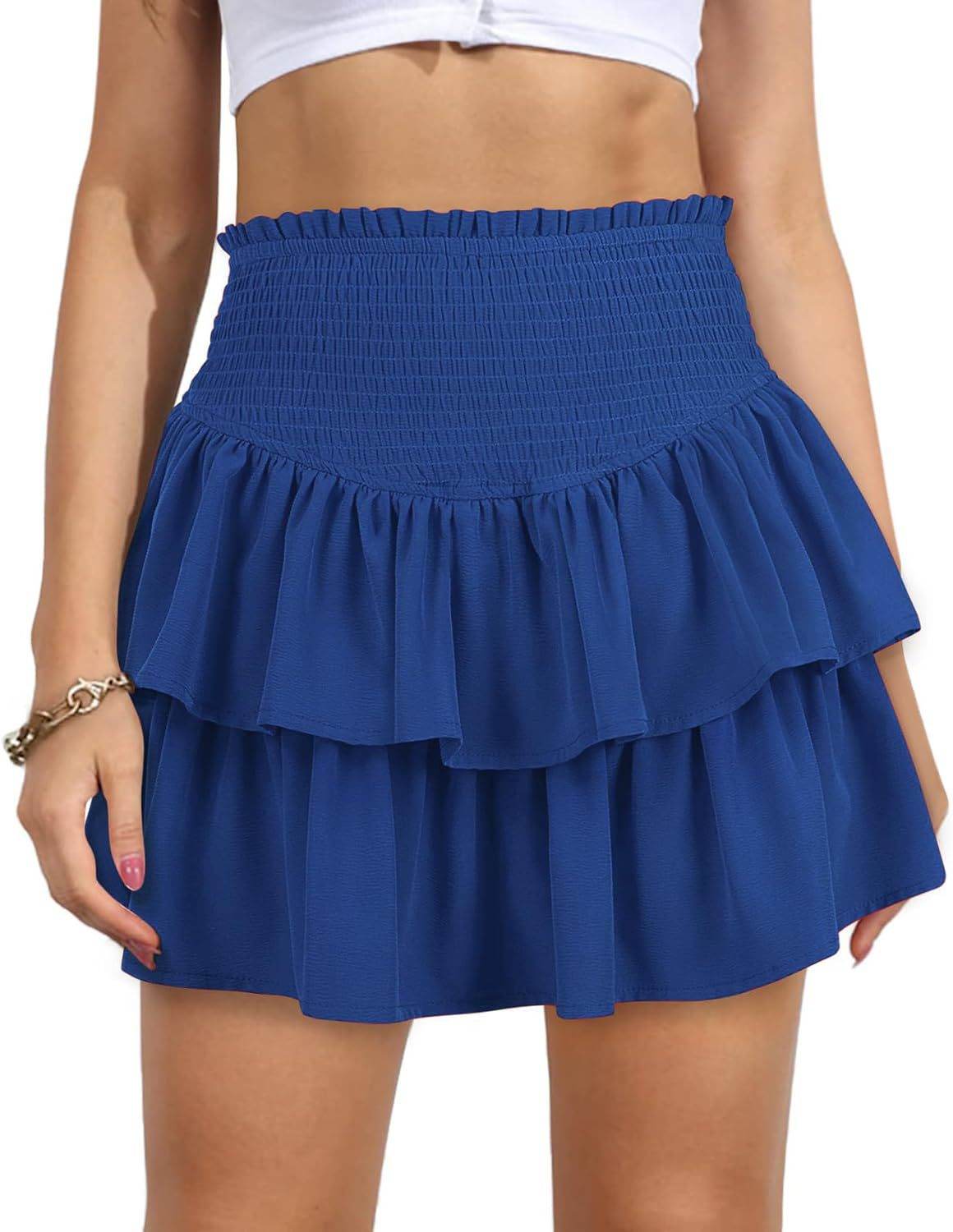 Buycenter High Waist Pleated Skirt - Slimming Solid Color Mini Style - Buy Center