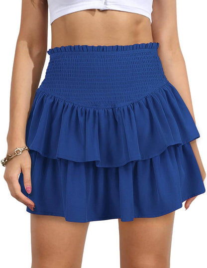 Buycenter High Waist Pleated Skirt - Slimming Solid Color Mini Style - Buy Center