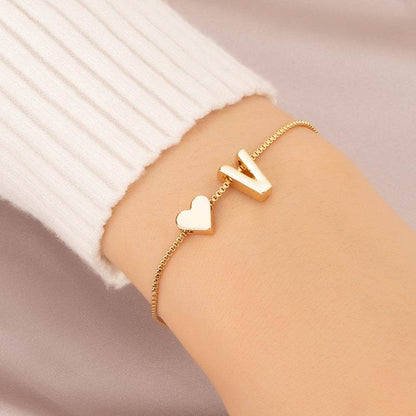 Cute Love Heart Bracelet - Personalized Couple Gift with English Letters - Buy Center