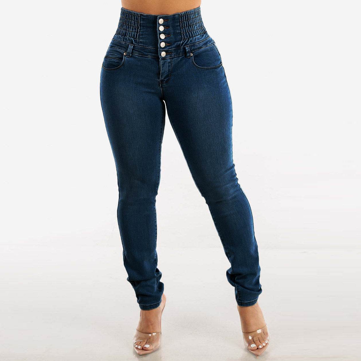 Buycenter Women's High Waist Slimming Jeans - Stretchy Street Style - Buy Center