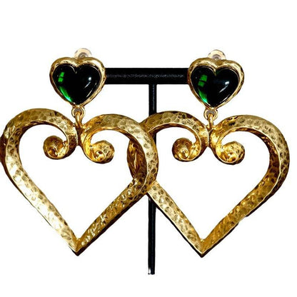 Buycenter Bottle Green Heart Vintage Ear Clips - High-Grade Fashion Jewelry - Buy Center