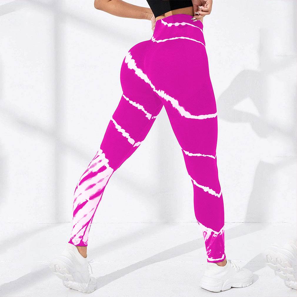 Buycenter Tie-Dye Stripes Yoga Pants – Seamless, Hip Lifting Sport Wear - Buy Center