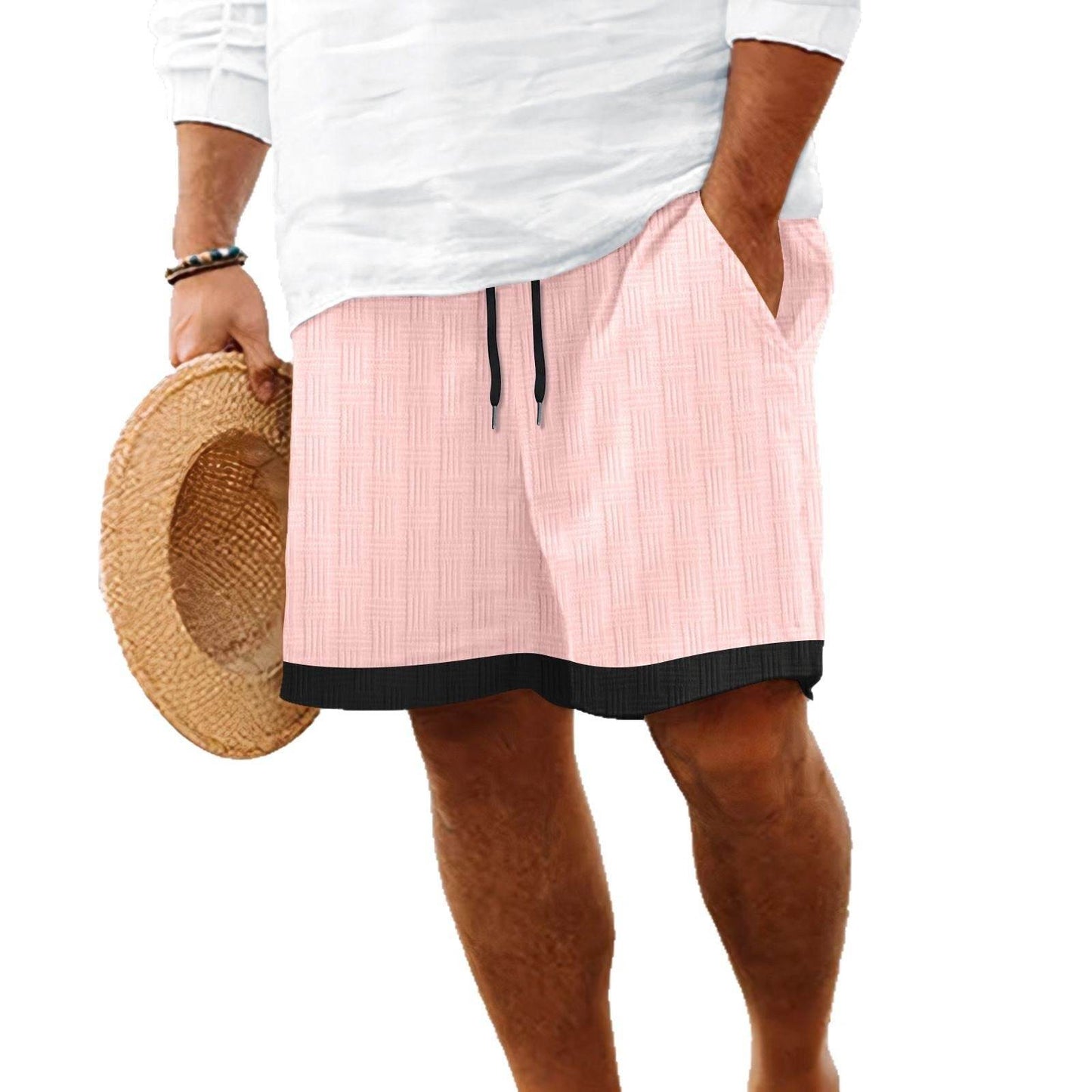 Buycenter Men's Jacquard Stripe Drawstring Shorts - Stylish & Comfortable - Buy Center