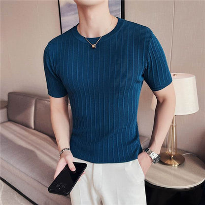 Men's Casual Knitted Sweater - Slim Fit, Available in Black, White, Blue - Buy Center
