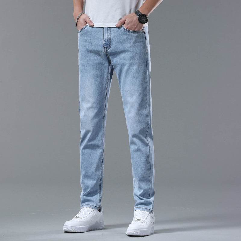 Buycenter Men's Stretch Slim-Fit Trousers - Light Blue Casual Jeans - Buy Center