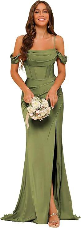 Buycenter Off-the-shoulder Satin Ball Gown - Dusty Rose & More Colors - Buy Center