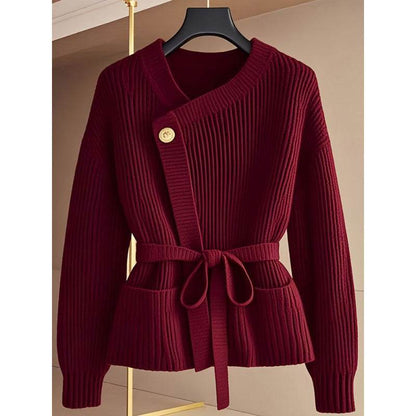 Buycenter Red Design Birthday Year Sweater - Lace Up Cardigan Style - Buy Center