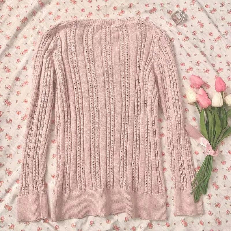 Gentle Pink Long Sleeve Sweater for Women - Stylish All-Match Layering - Buy Center