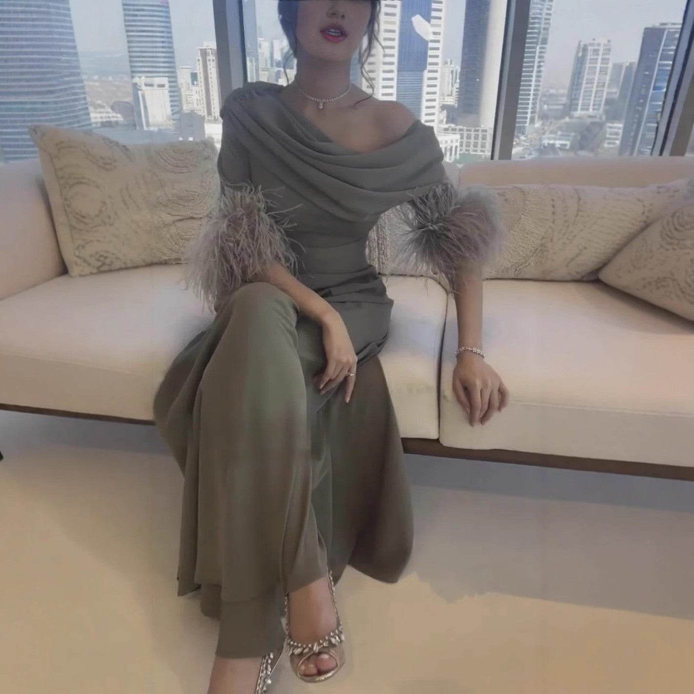 Sexy Fashion Feather Stitching Jumpsuit - Elegant Long Sleeve, High Waist - Buy Center