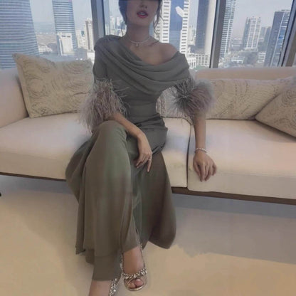 Sexy Fashion Feather Stitching Jumpsuit - Elegant Long Sleeve, High Waist - Buy Center