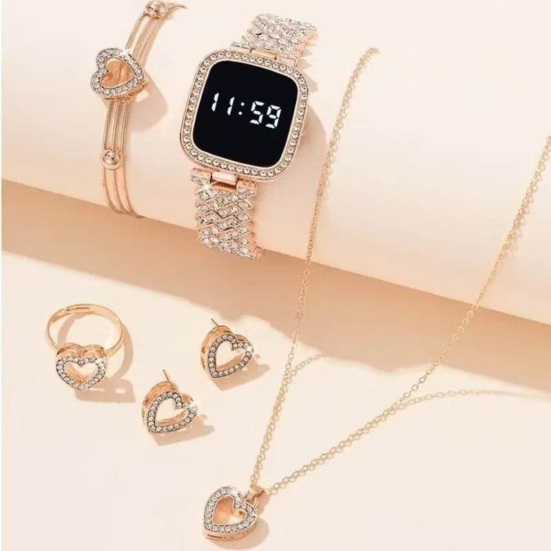 Buy Center Women’s Fashion Jewelry Set - Stylish Rose Gold Watch & Accessories - Buy Center
