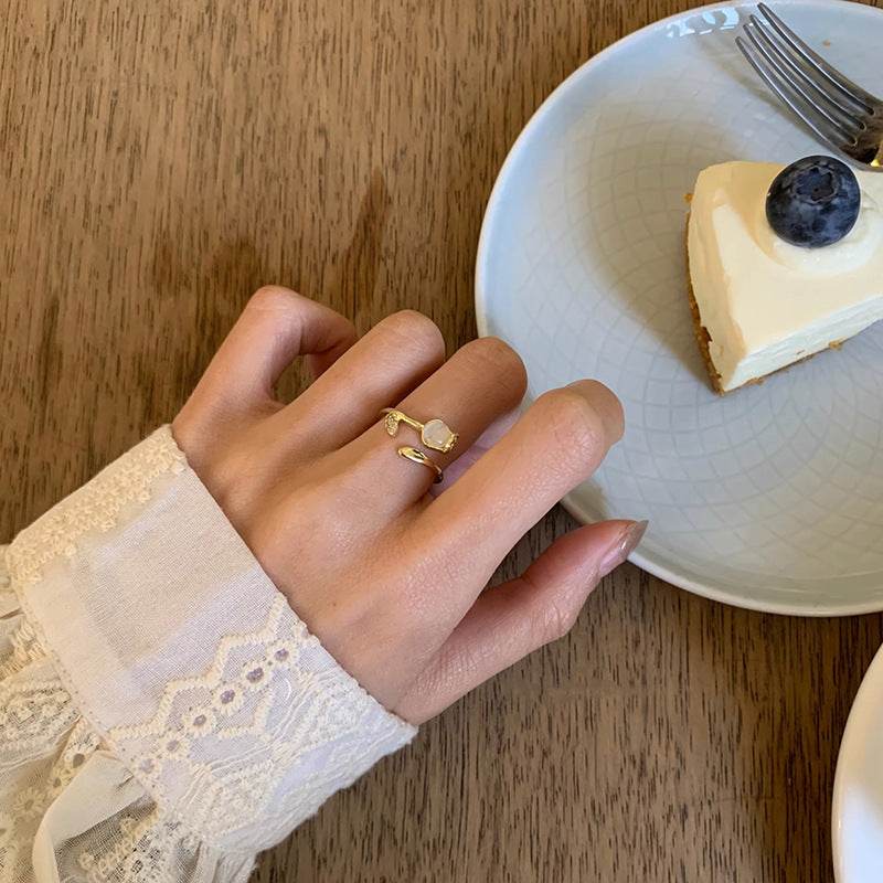 Light Luxury Tulip Ring - Elegant Copper Plated Design for Women - Buy Center