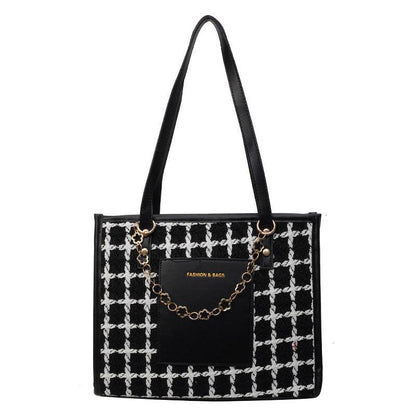Buycenter Large Capacity Plaid Tote - Fashionable All-Matching Design - Buy Center