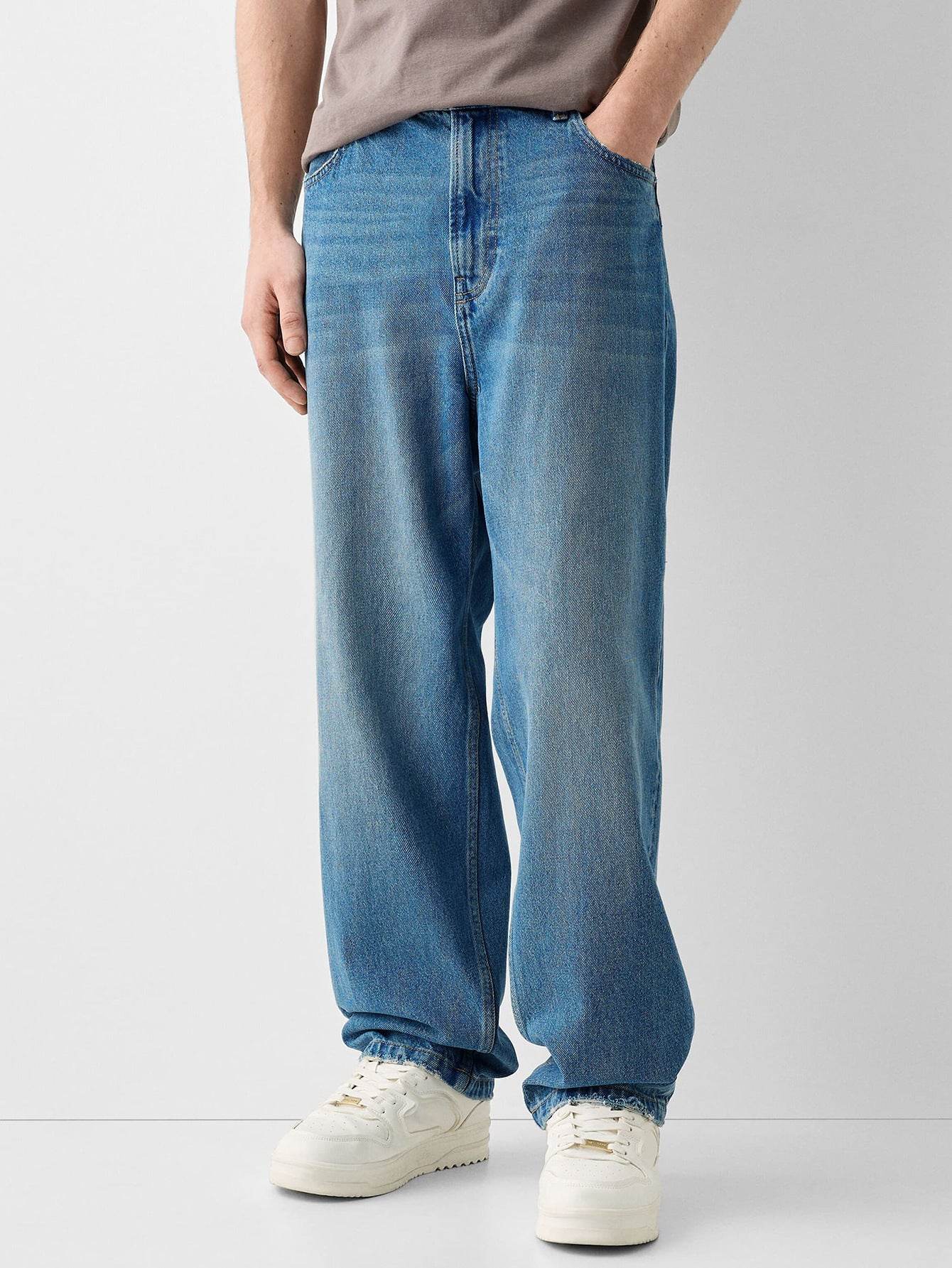 Creative Casual Men's Straight Jeans - High Waist, Versatile Style for Youth - Buy Center