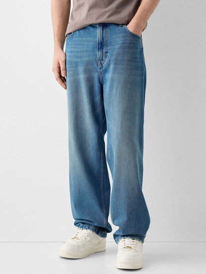 Creative Casual Men's Straight Jeans - High Waist, Versatile Style for Youth - Buy Center