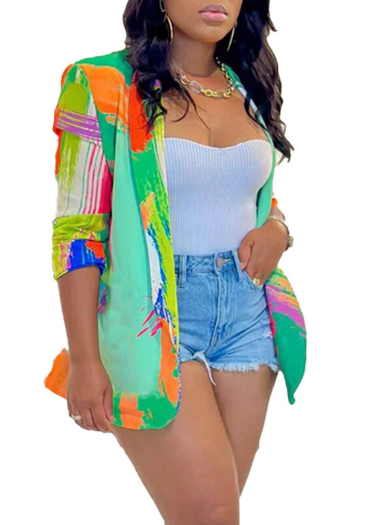 Buycenter Candy Color Cardigan Coat - Loose Fit, 3D Print Style - Buy Center