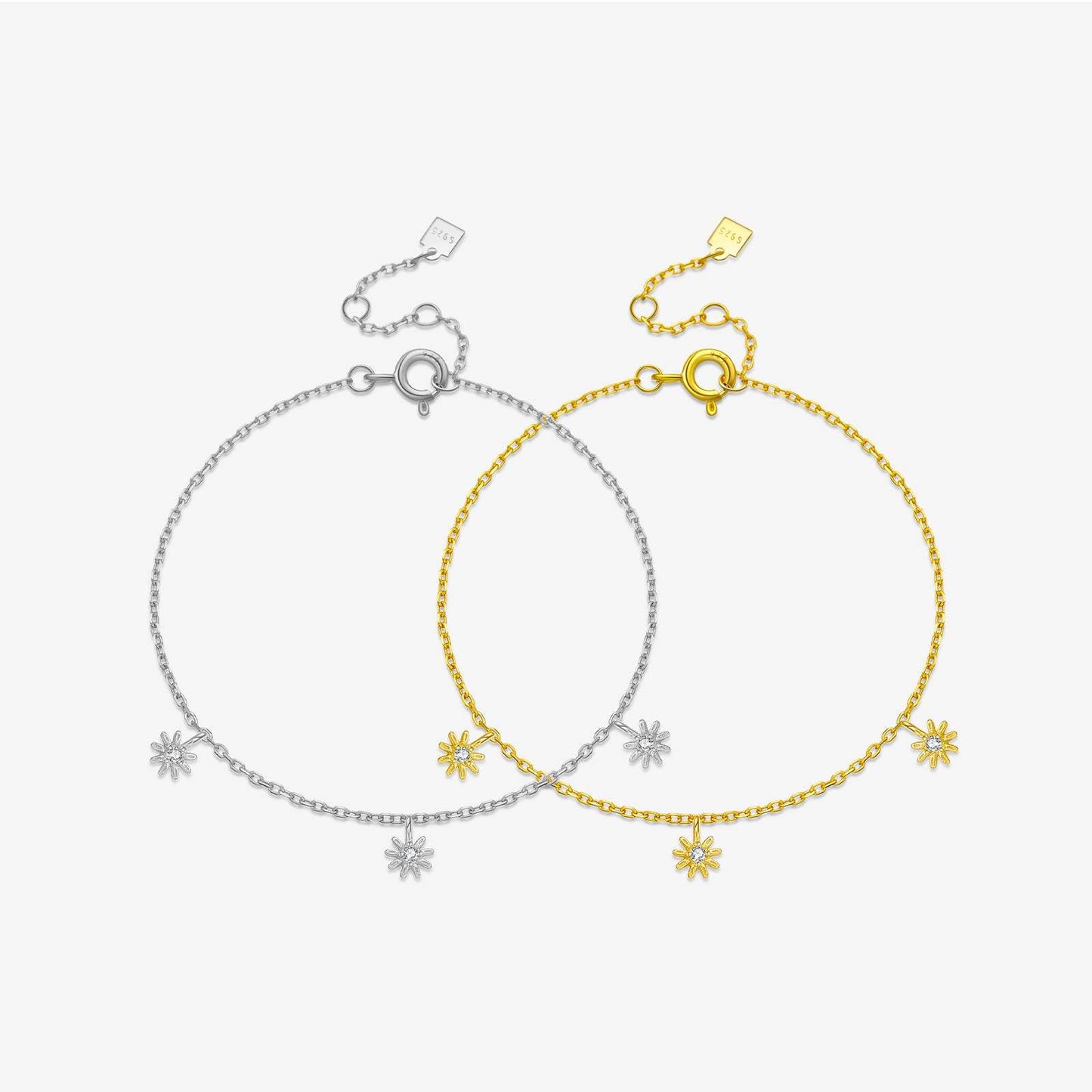 Elegant 925 Silver Flower Bracelet - Stylish Electroplated Design for Women - Buy Center