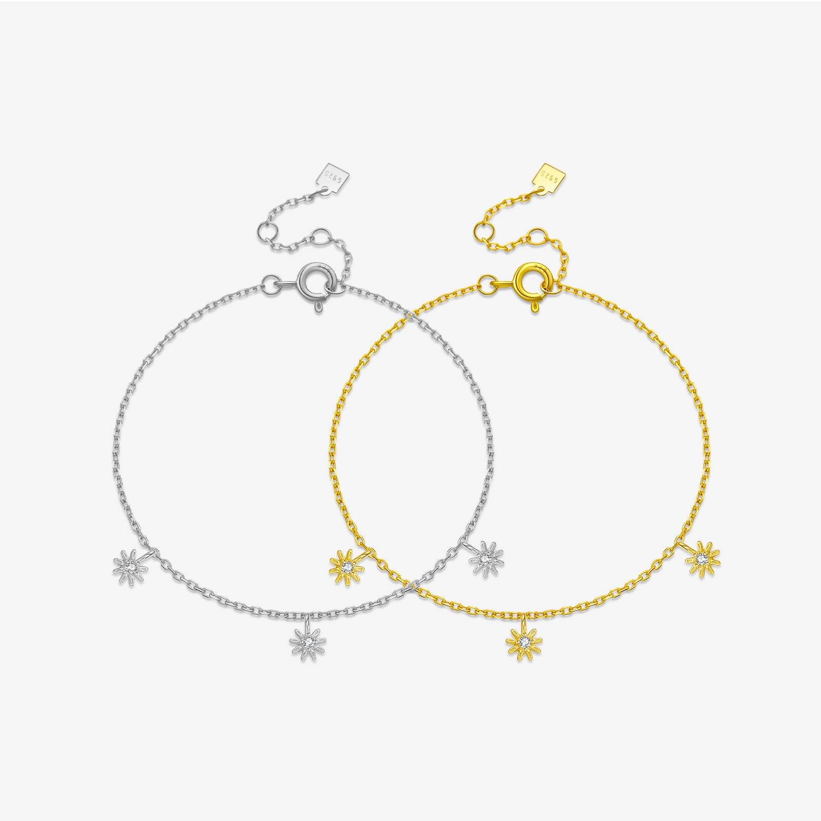 Elegant 925 Silver Flower Bracelet - Stylish Electroplated Design for Women - Buy Center