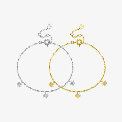 Elegant 925 Silver Flower Bracelet - Stylish Electroplated Design for Women - Buy Center