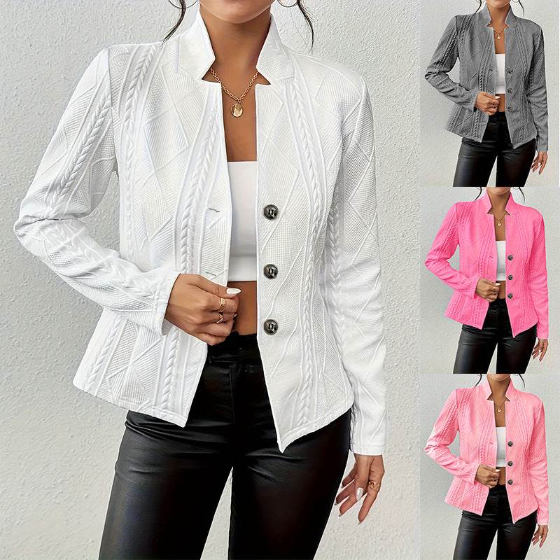 Buycenter Women's Button Pattern Suit Jacket - Stylish Long Sleeve Blazer - Buy Center