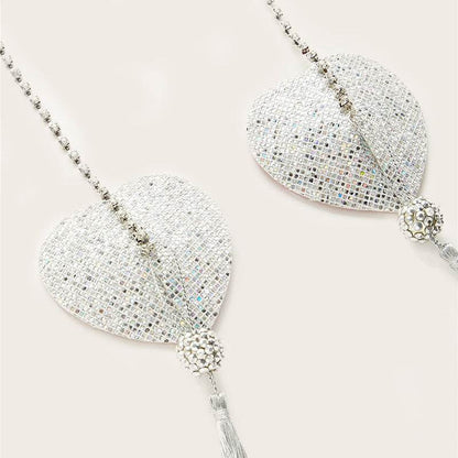 Tassel Love Heart Chest Necklace - Handmade Sequin Body Jewelry - Buy Center