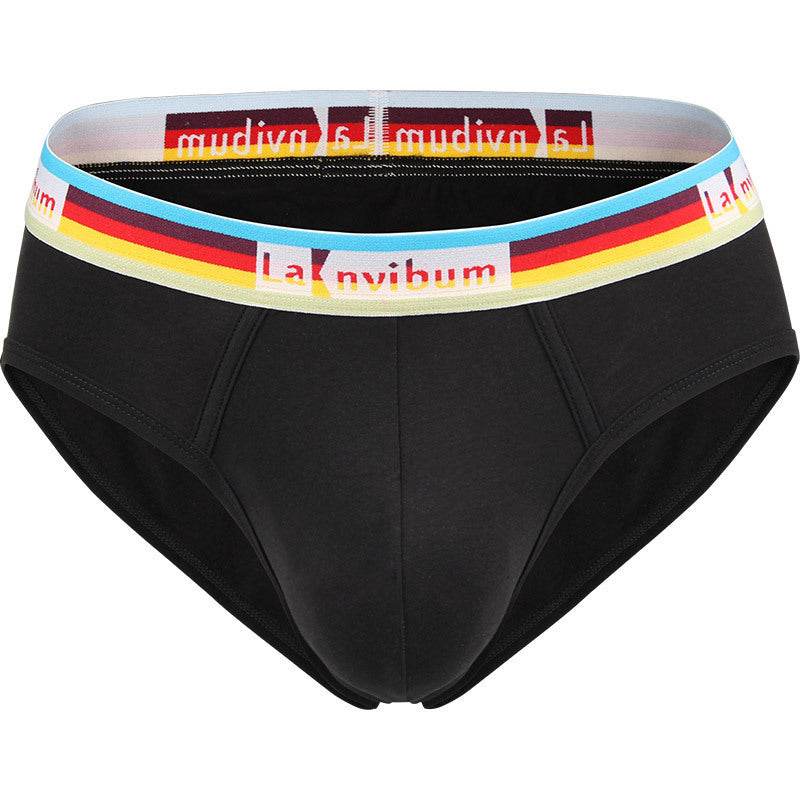 Rainbow Rubber Band Cotton Briefs - Stylish Mid Waist, Solid Colors - Buy Center