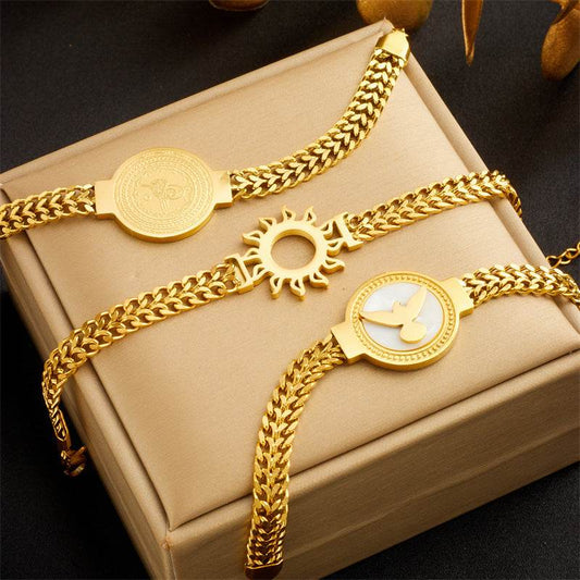 Buy Center Personalized Geometry Bracelet - Unique Bird & Sun Design - Buy Center