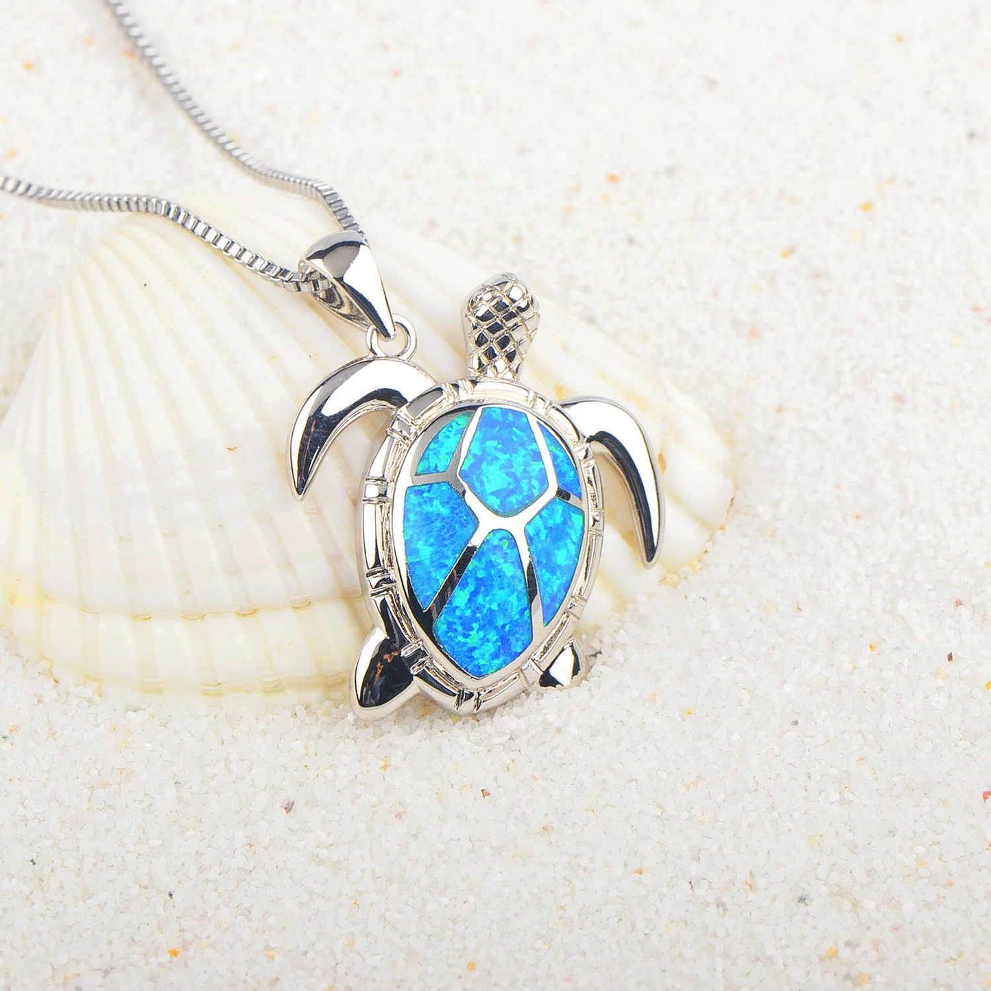 Opal Turtle Necklace - Blue Copper Pendant for Zodiac Lovers 2025 - Buy Center