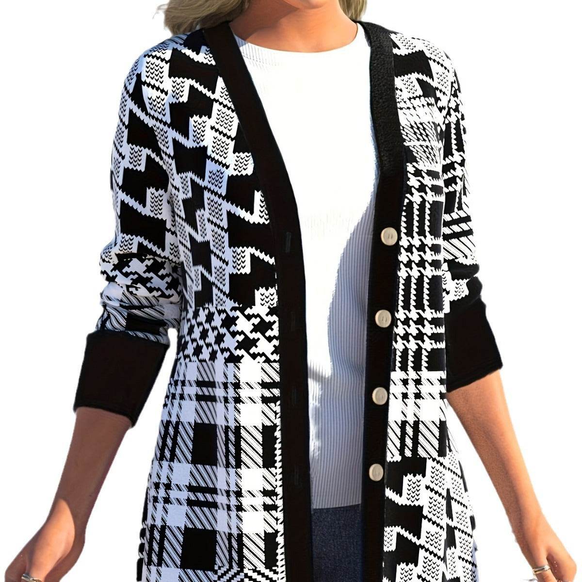 Buycenter Casual Loose Cardigan - Long Sleeve Black Jacket for Women - Buy Center