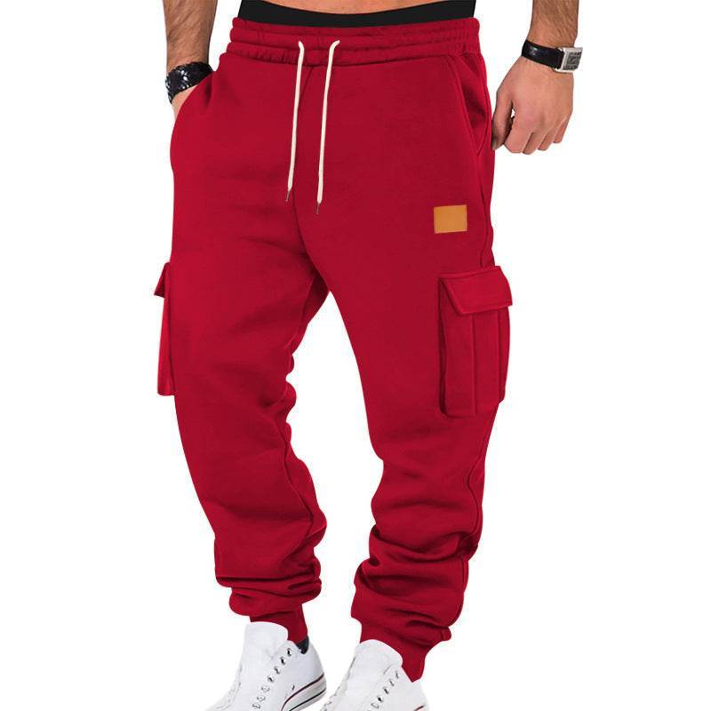 Men's Multi-pocket Cargo Sweatpants - Comfortable Solid Color Options - Buy Center