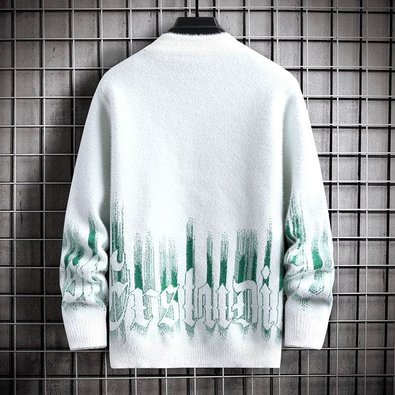 Men's Thickened Half High Collar Sweater - Warm Rabbit Fur Pullover - Buy Center