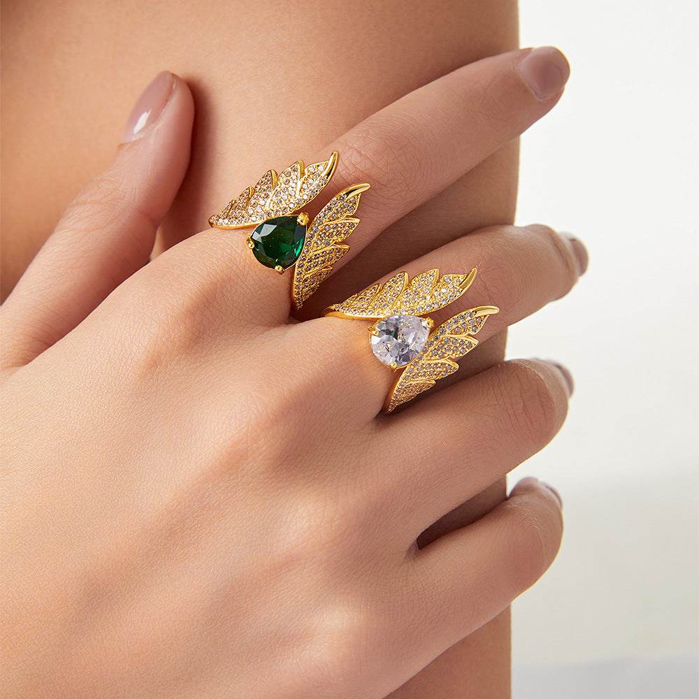 Buycenter Elegant Copper Inlaid Zircon Ring - French Retro Geometry Style - Buy Center