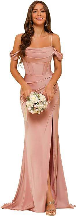 Buycenter Off-the-shoulder Satin Ball Gown - Dusty Rose & More Colors - Buy Center