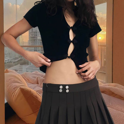 Stylish Ladies V-Neck Cardigan - Slim Fit Short Sleeve, Button Top - Buy Center