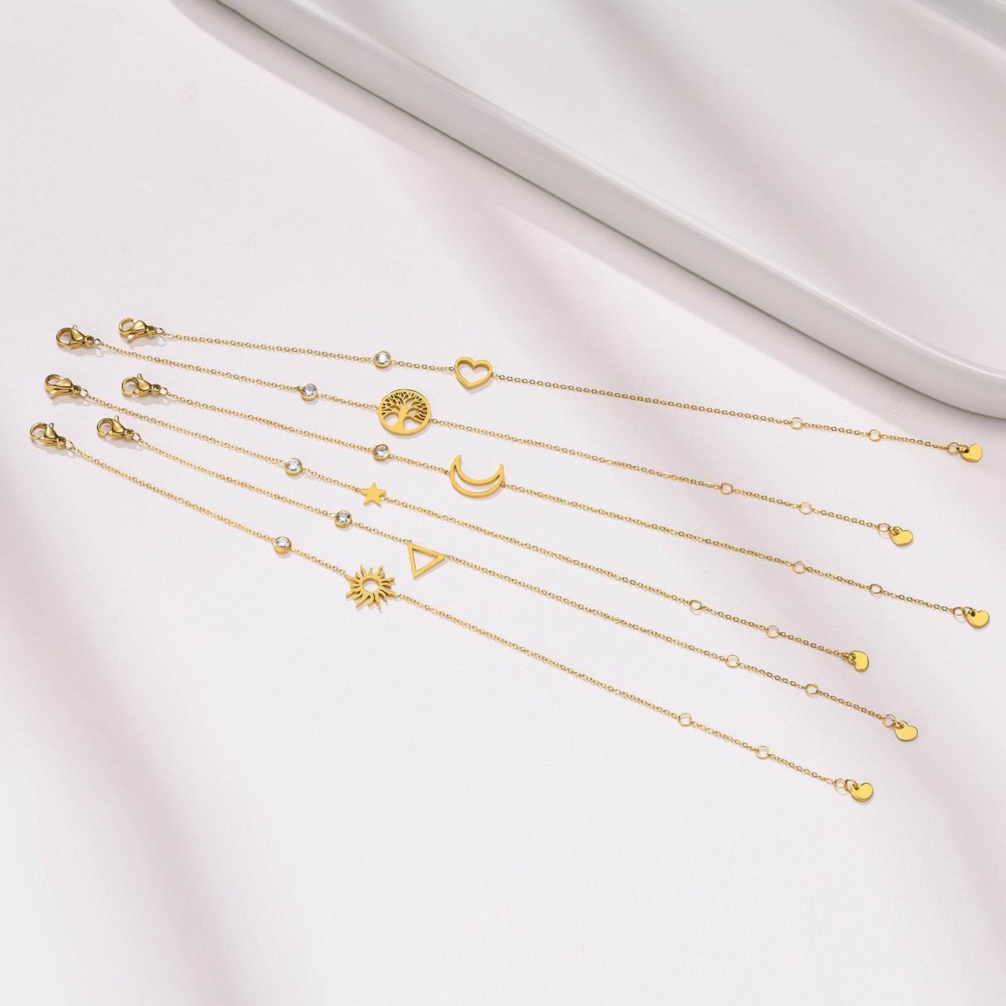 Buy Center Stainless Steel Thin Bracelet - Sun, Moon & Star Design - Buy Center