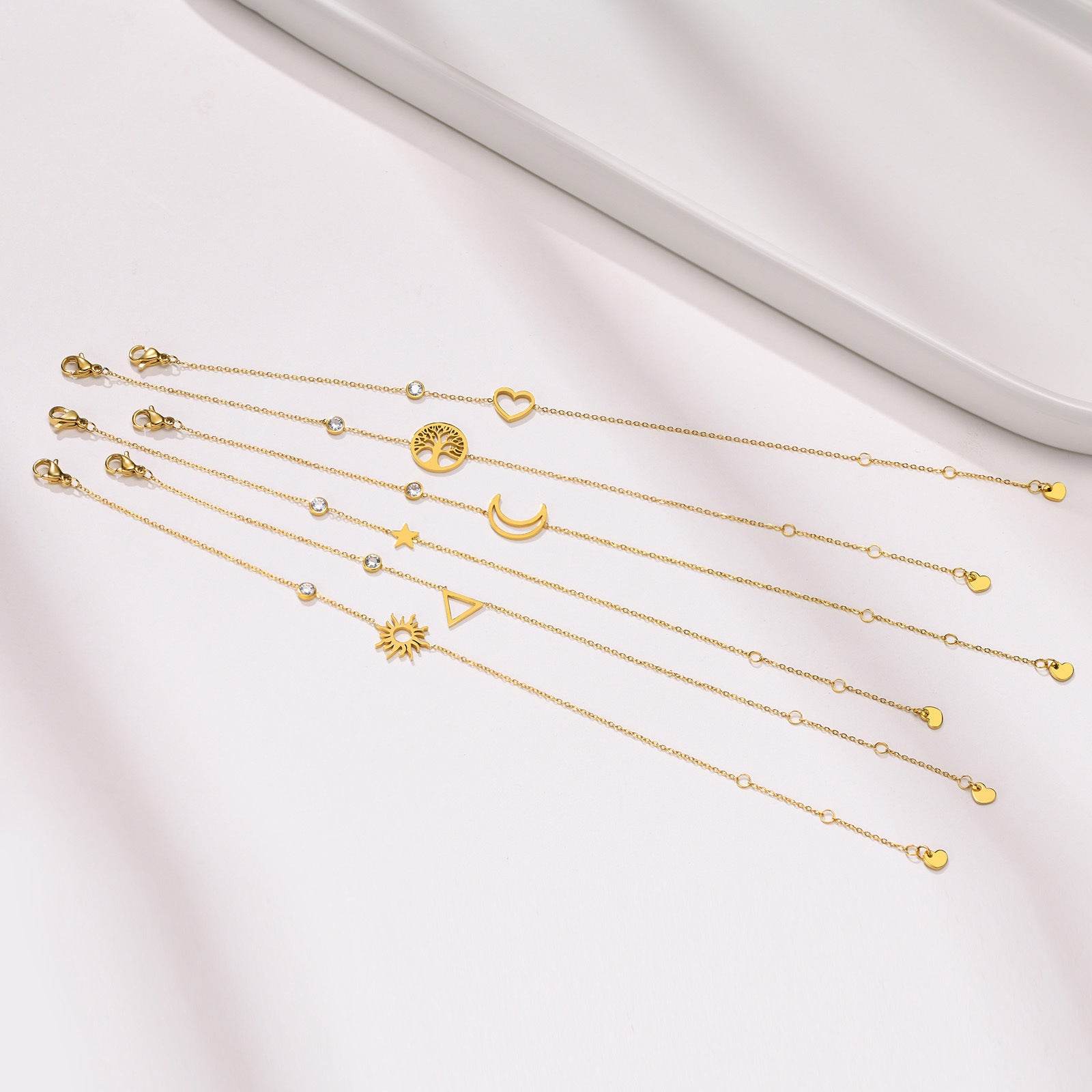 Buy Center Stainless Steel Thin Bracelet - Sun, Moon & Star Design - Buy Center