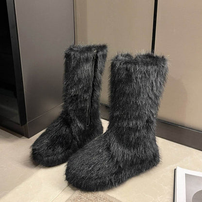 Stylish Women's Fleece-Lined Cotton Boots - Thick Bottom, Thermal Insulated - Buy Center