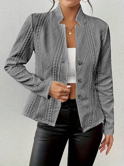 Buycenter Women's Button Pattern Suit Jacket - Stylish Long Sleeve Blazer - Buy Center
