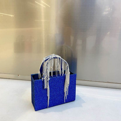 Portable Rhinestone Tassel Chain Square Bag - Trendy Evening Accessory - Buy Center